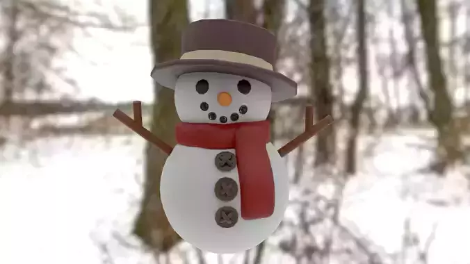 Snowman Low-poly 3D model