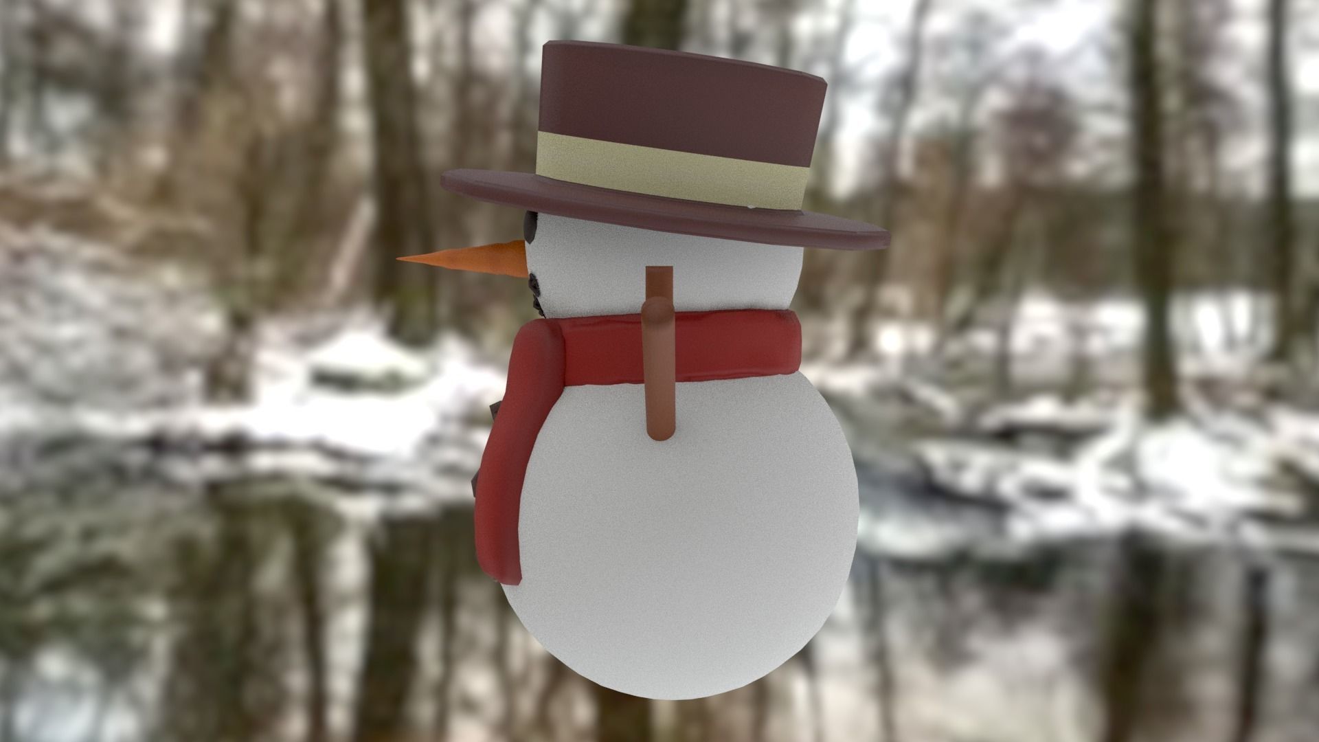 Snowman Low-poly 3D model_3