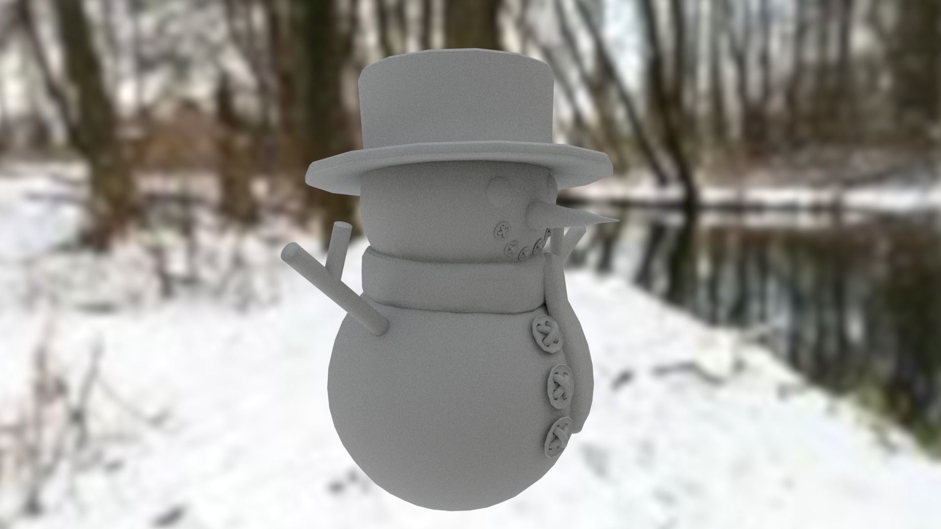 Snowman Low-poly 3D model_22