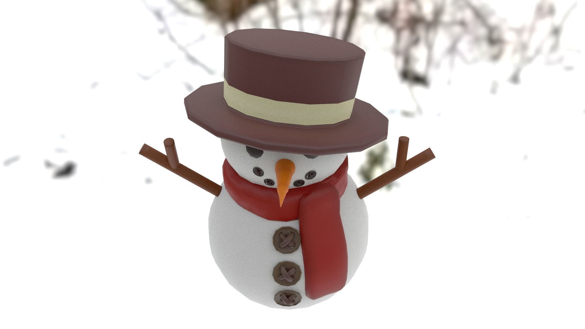 Snowman Low-poly 3D model_10