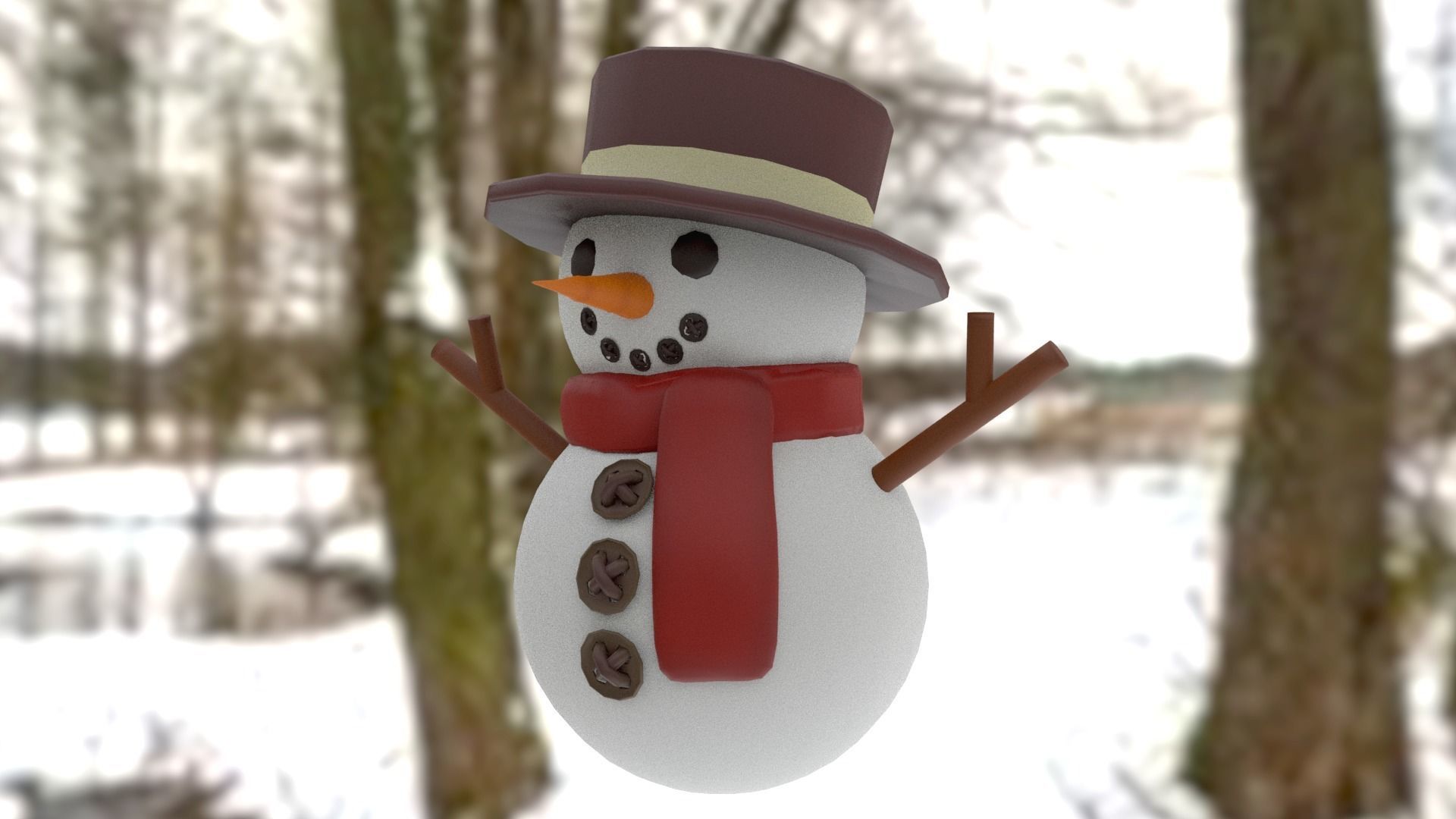 Snowman Low-poly 3D model_12