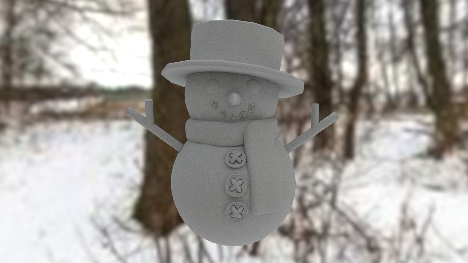 Snowman Low-poly 3D model_27