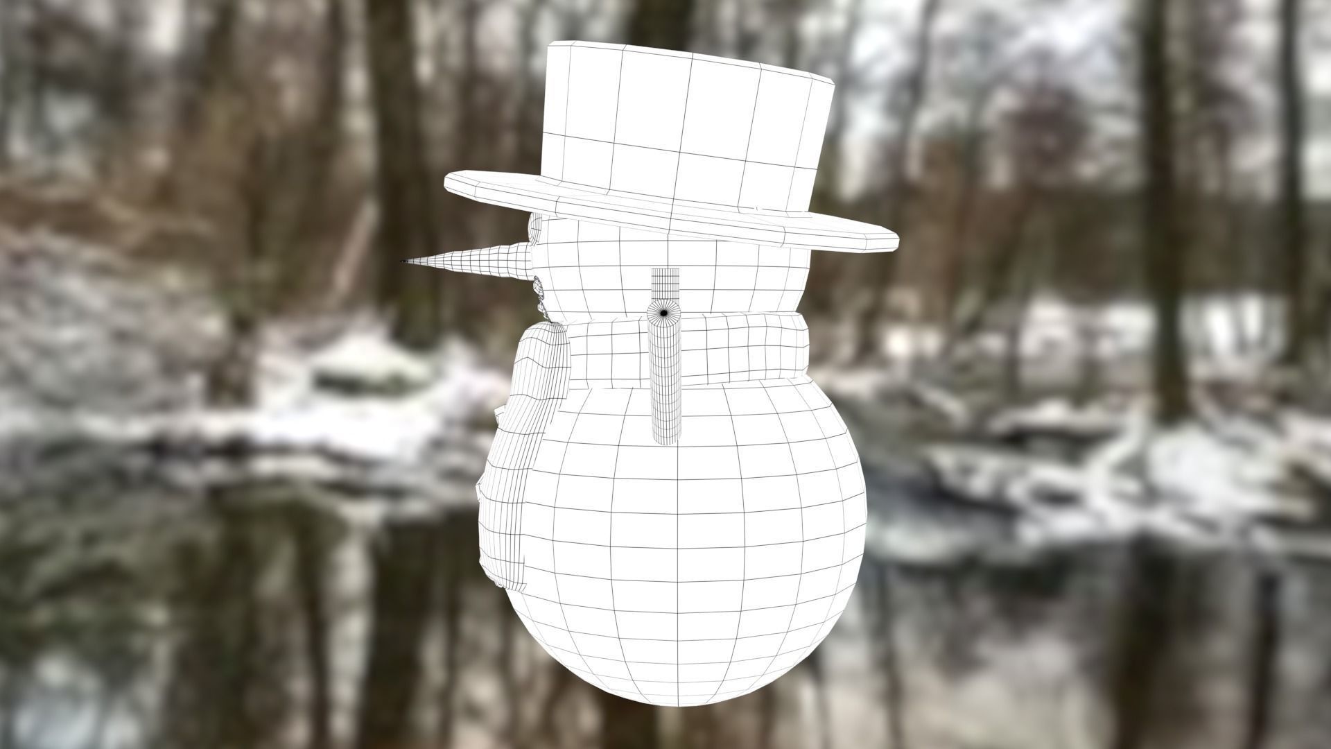 Snowman Low-poly 3D model_31