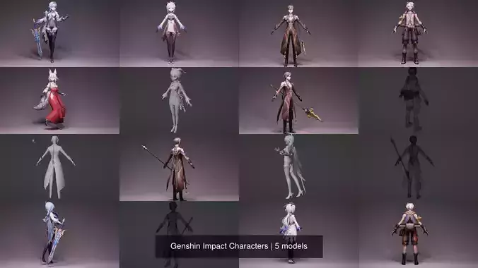 Genshin Impact Characters 3D Model Collection
