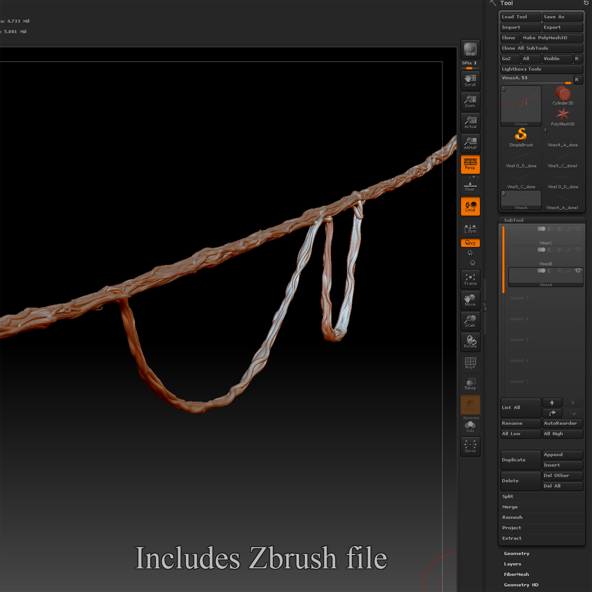 Vines in forest Low-poly 3D model_8