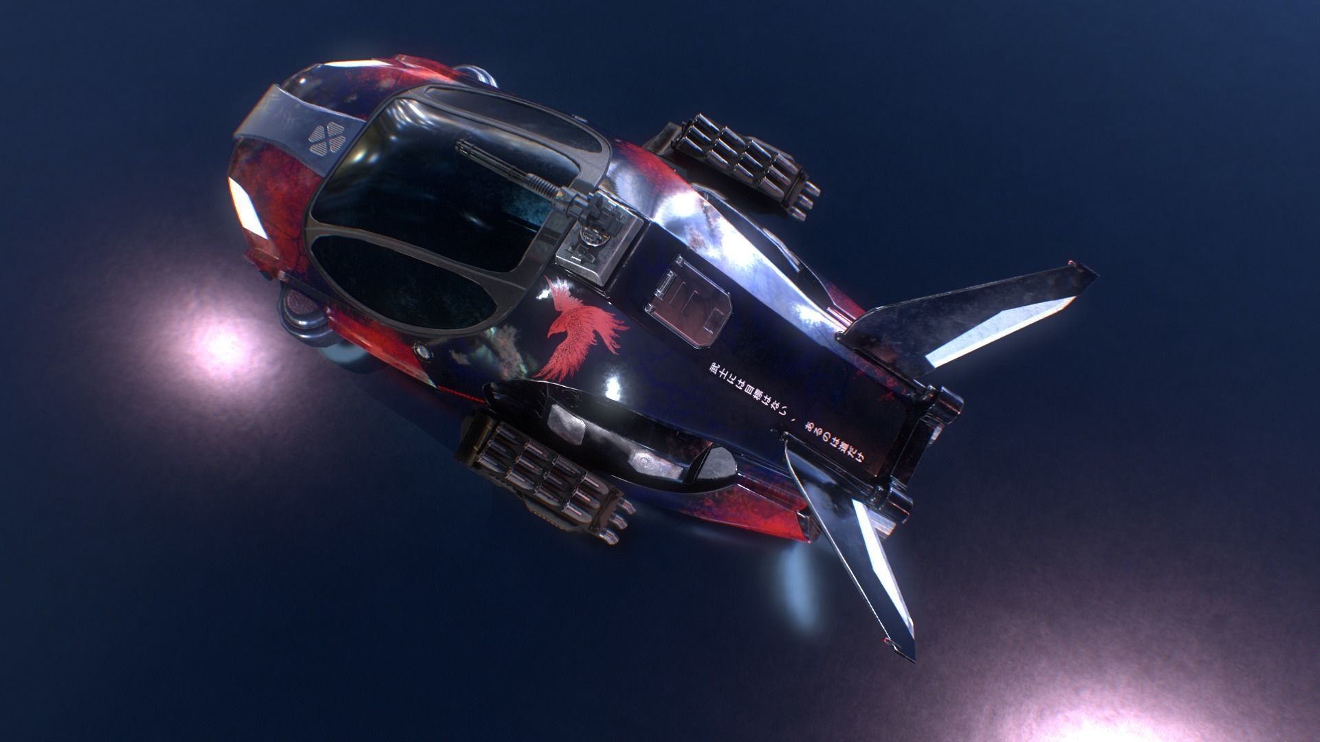 Blueprints Sci-Fi Vehicle for Unreal Engine Low-poly 3D model_4