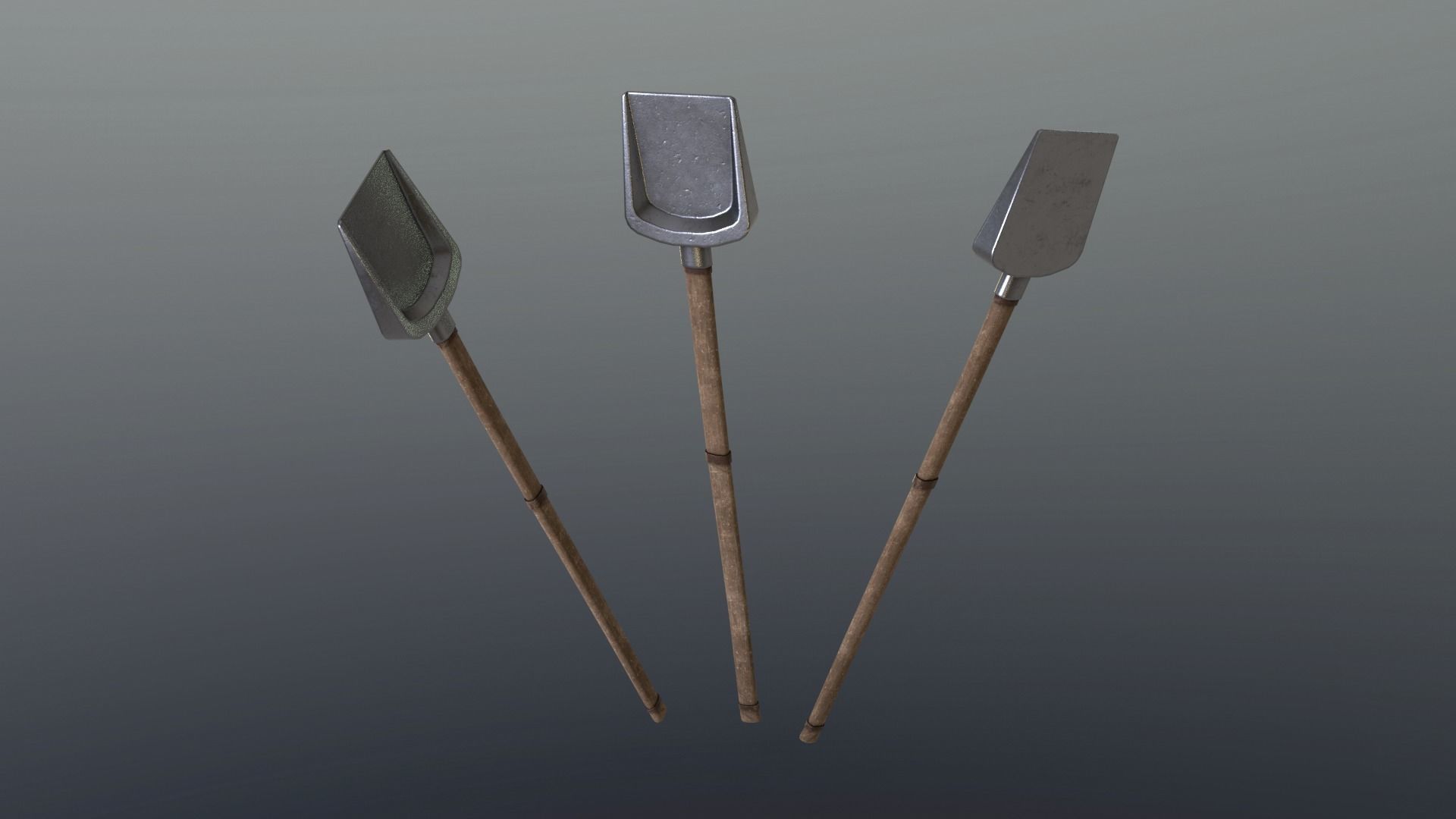 Shovel - Iron Low-poly 3D model_5