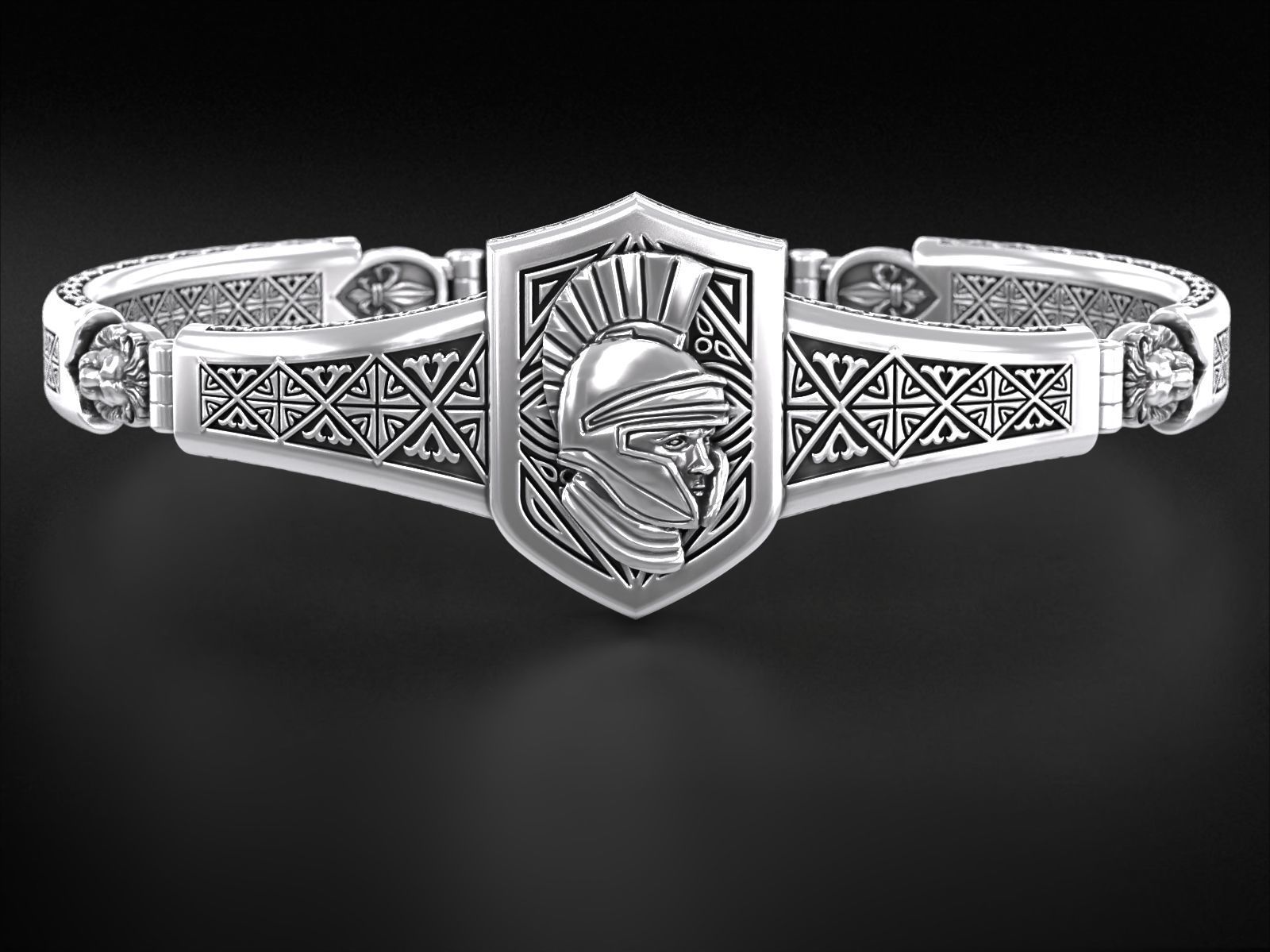 Vintage bracelet with warrior patterns and fleur-de-lis 792 3D print model_11