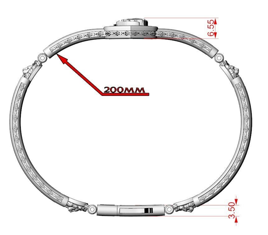 Vintage bracelet with warrior patterns and fleur-de-lis 792 3D print model_12