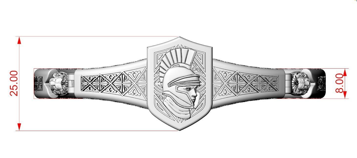 Vintage bracelet with warrior patterns and fleur-de-lis 792 3D print model_13