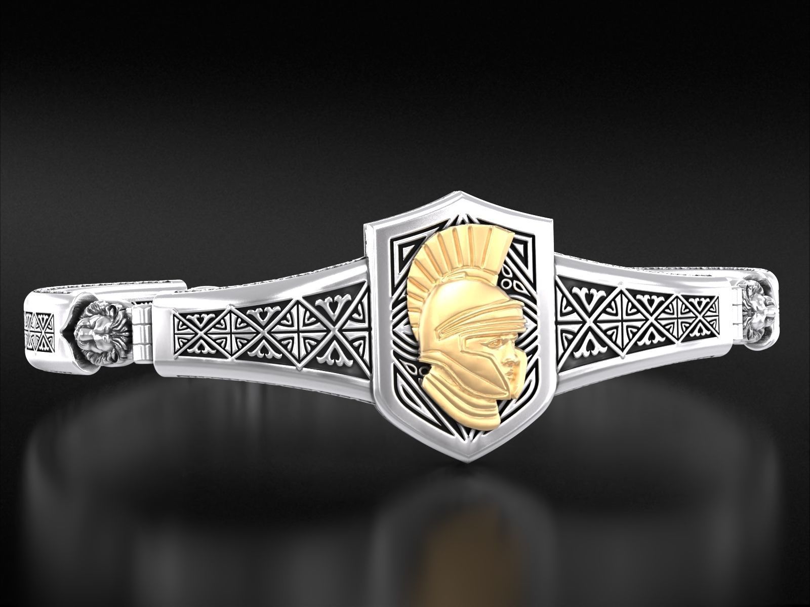 Vintage bracelet with warrior patterns and fleur-de-lis 792 3D print model_6