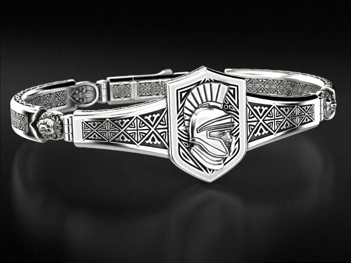 Vintage bracelet with warrior patterns and fleur-de-lis 792 3D print model_1