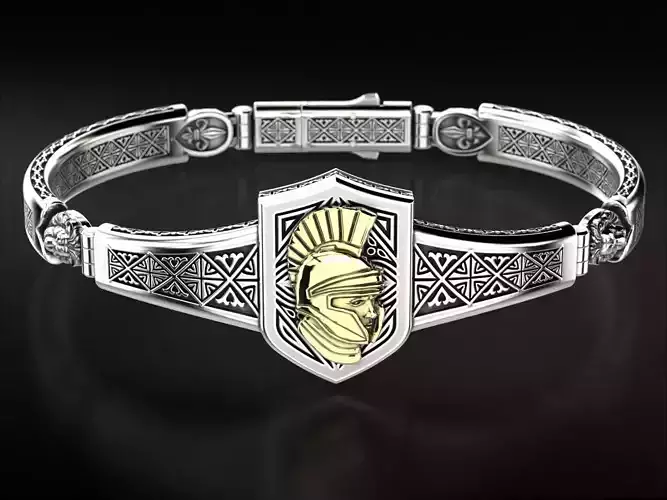 Vintage bracelet with warrior patterns and fleur-de-lis 792