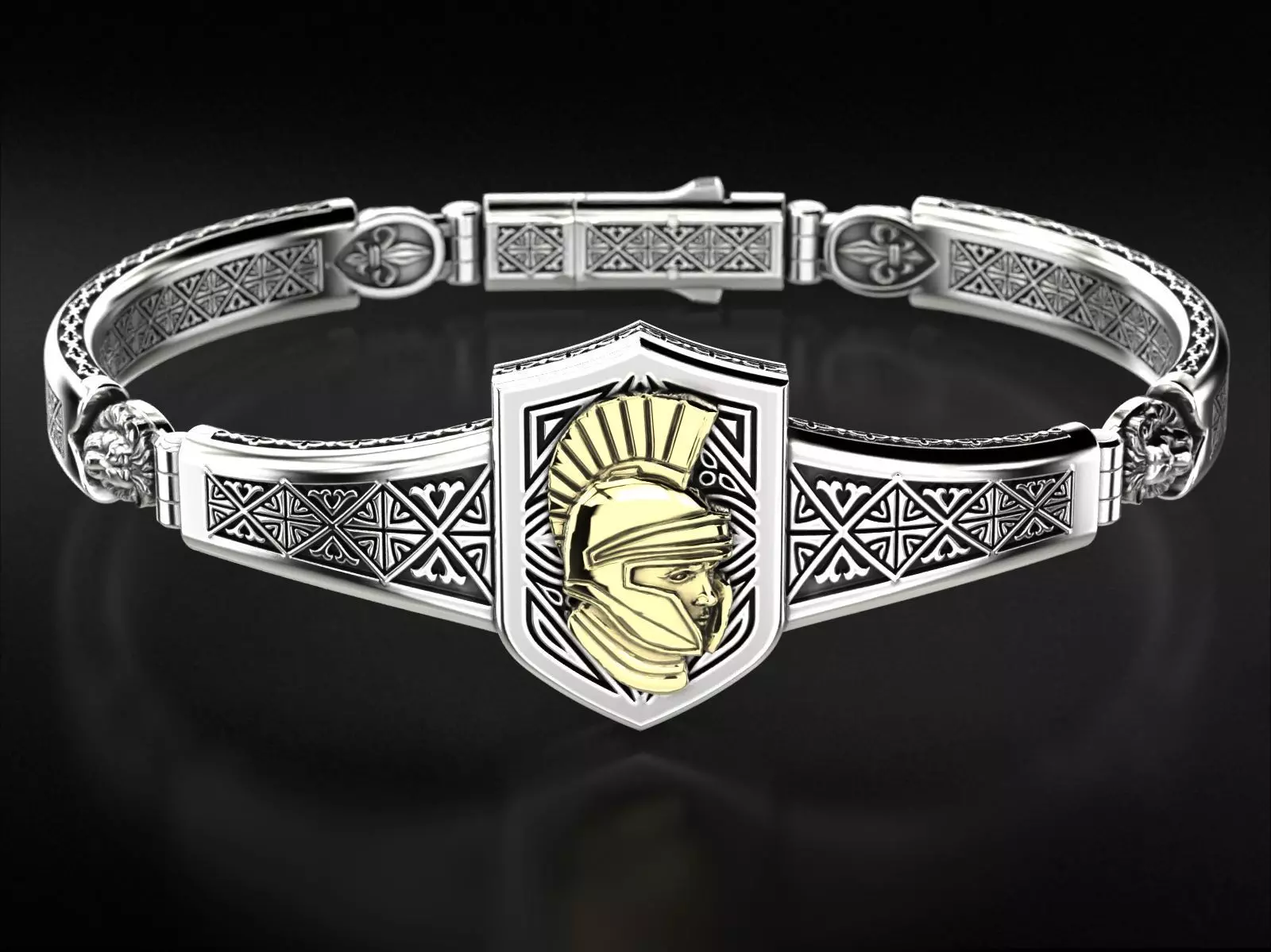 Vintage bracelet with warrior patterns and fleur-de-lis 792 3D print model_0
