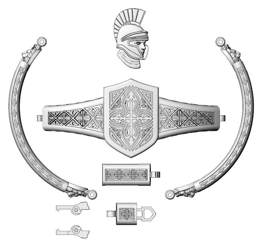 Vintage bracelet with warrior patterns and fleur-de-lis 792 3D print model_14