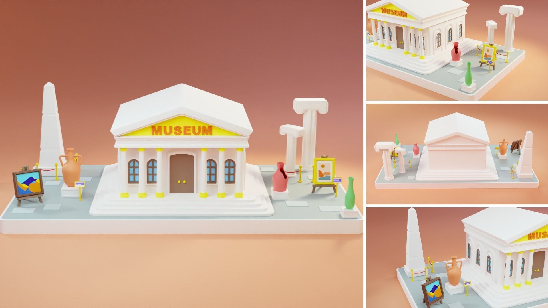 Cartoon Public Buildings Islands Exteriors Low-poly 3D model_11