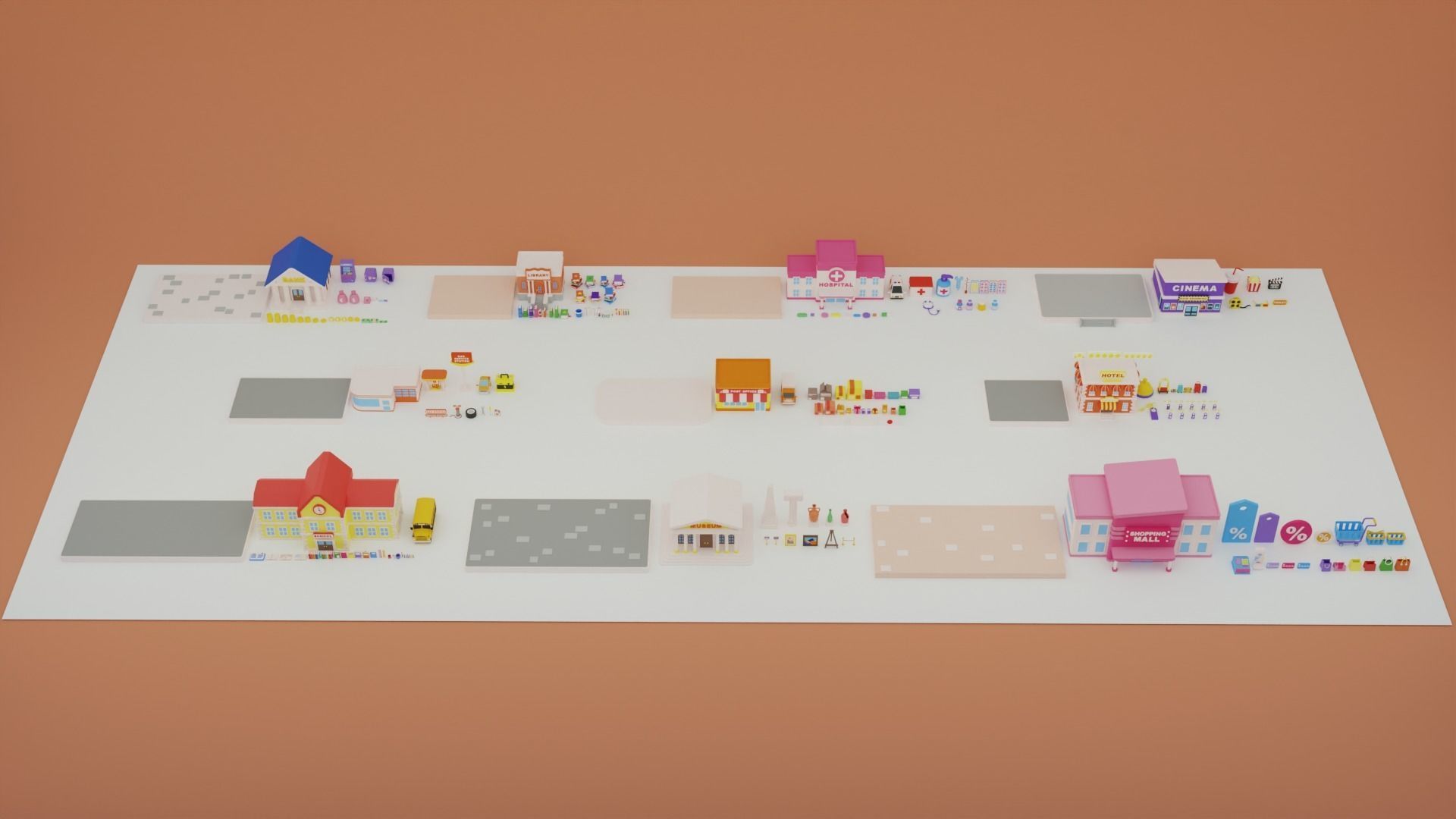 Cartoon Public Buildings Islands Exteriors Low-poly 3D model_13