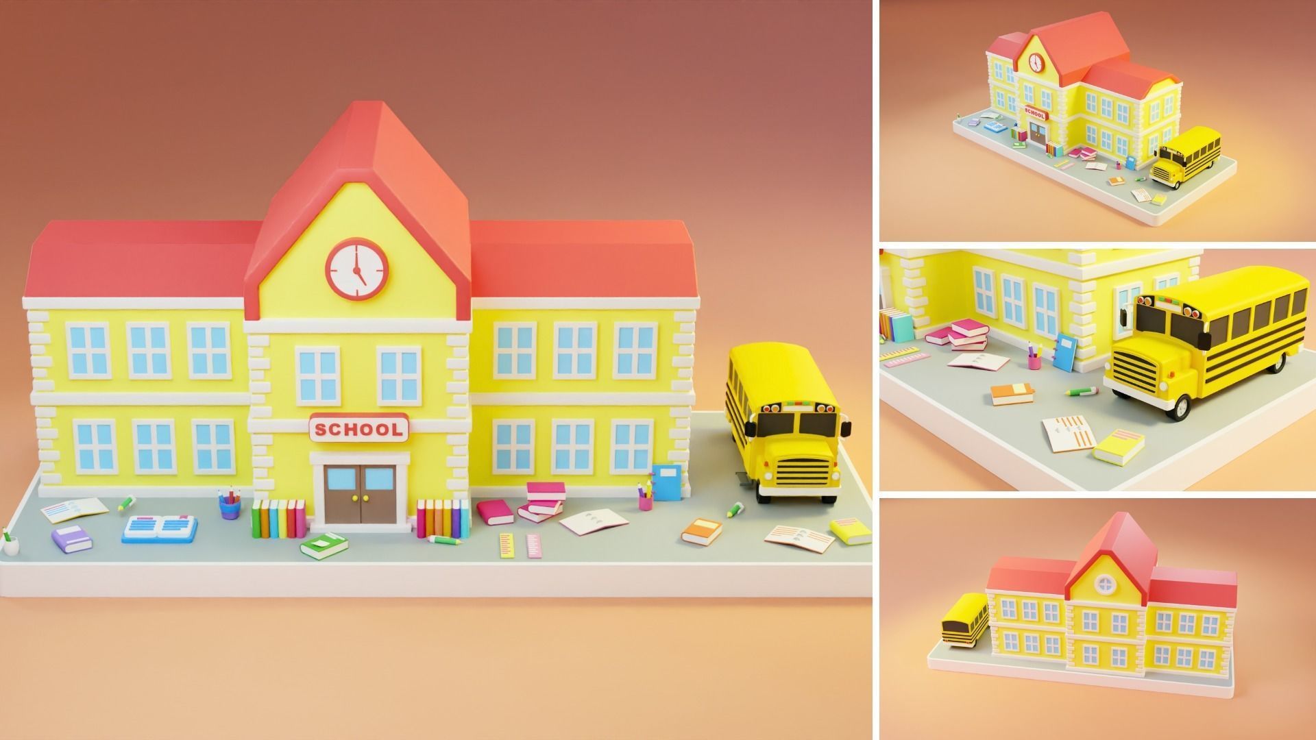 Cartoon Public Buildings Islands Exteriors Low-poly 3D model_10