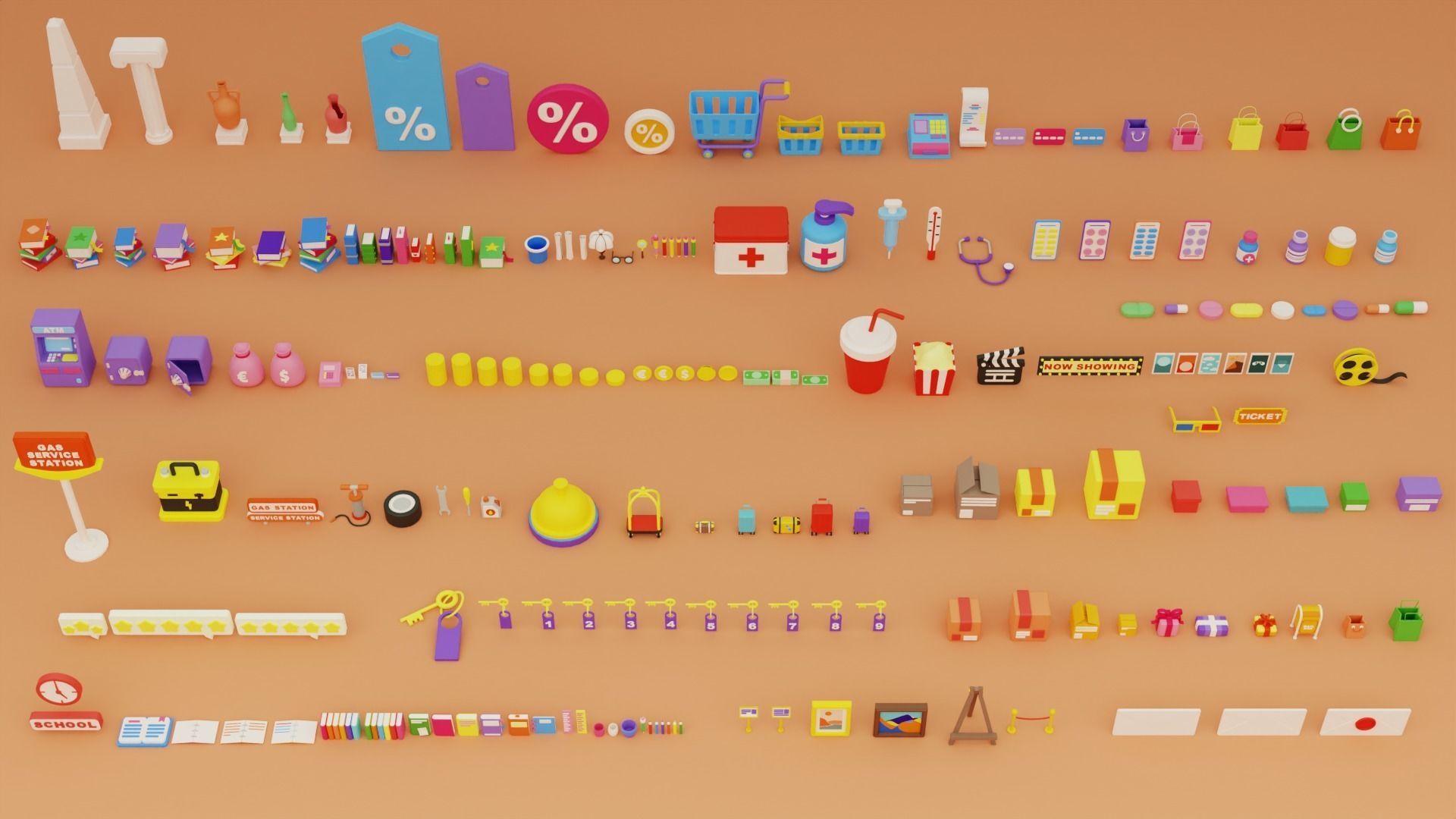 Cartoon Public Buildings Islands Exteriors Low-poly 3D model_15