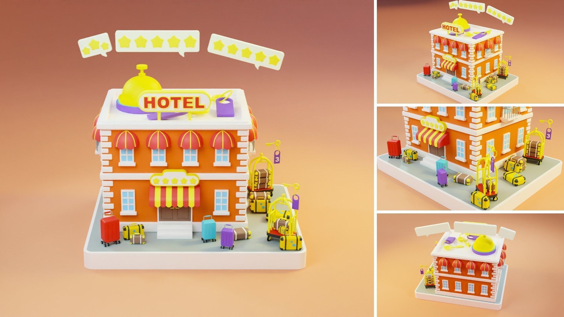 Cartoon Public Buildings Islands Exteriors Low-poly 3D model_9