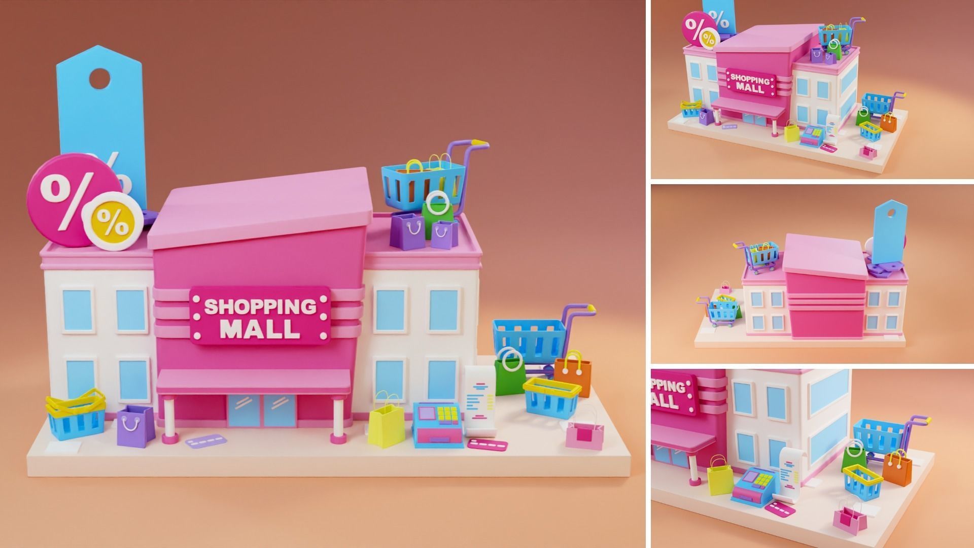 Cartoon Public Buildings Islands Exteriors Low-poly 3D model_12