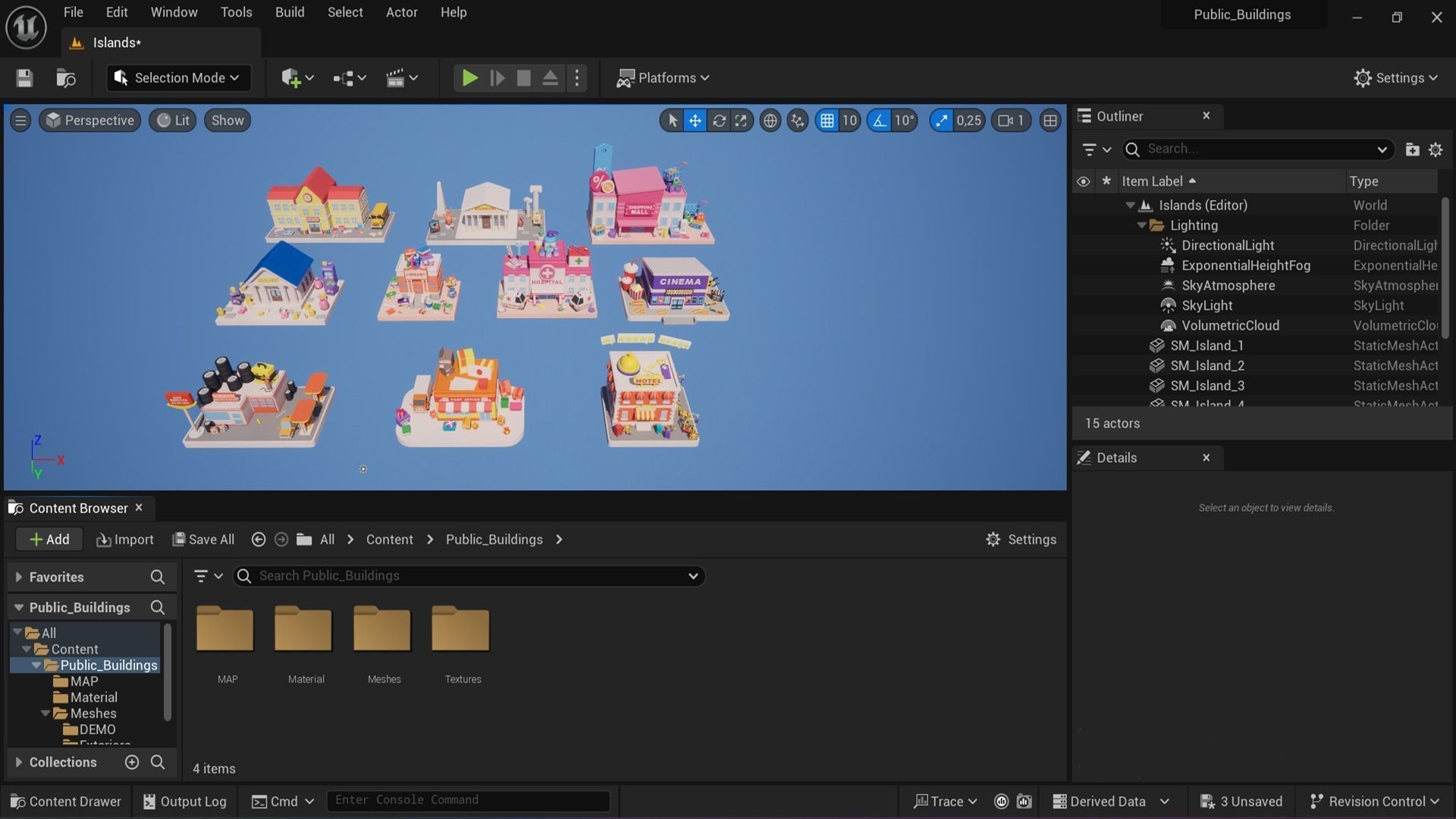 Cartoon Public Buildings Islands Exteriors Low-poly 3D model_19