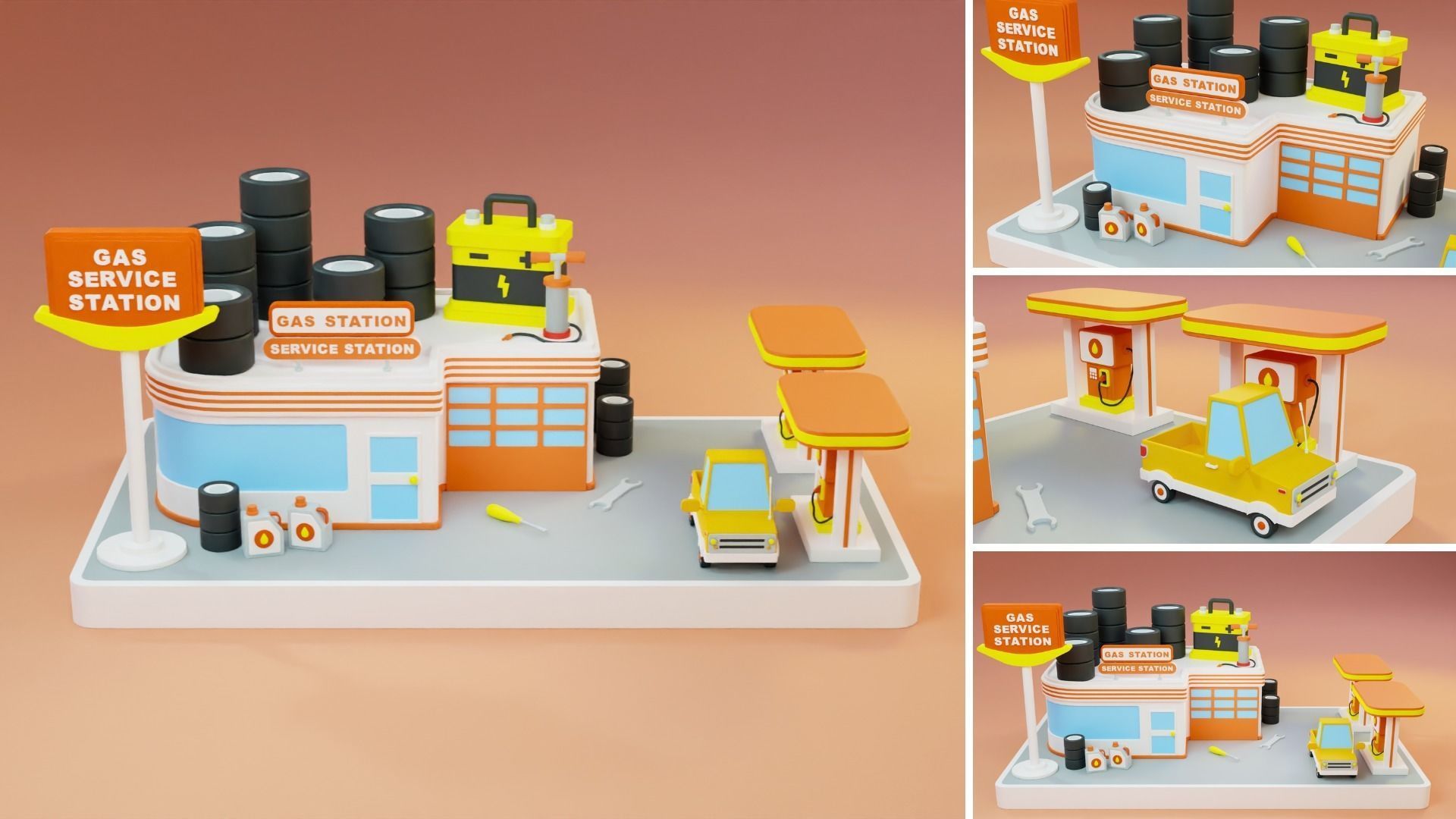 Cartoon Public Buildings Islands Exteriors Low-poly 3D model_7