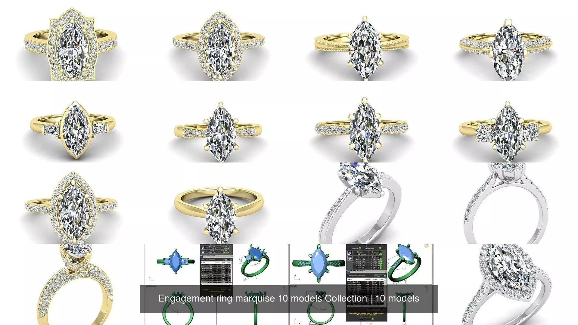 Engagement ring marquise 10 models Collection _0
