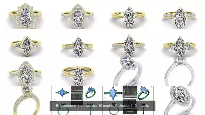 Engagement ring marquise 10 models Collection 