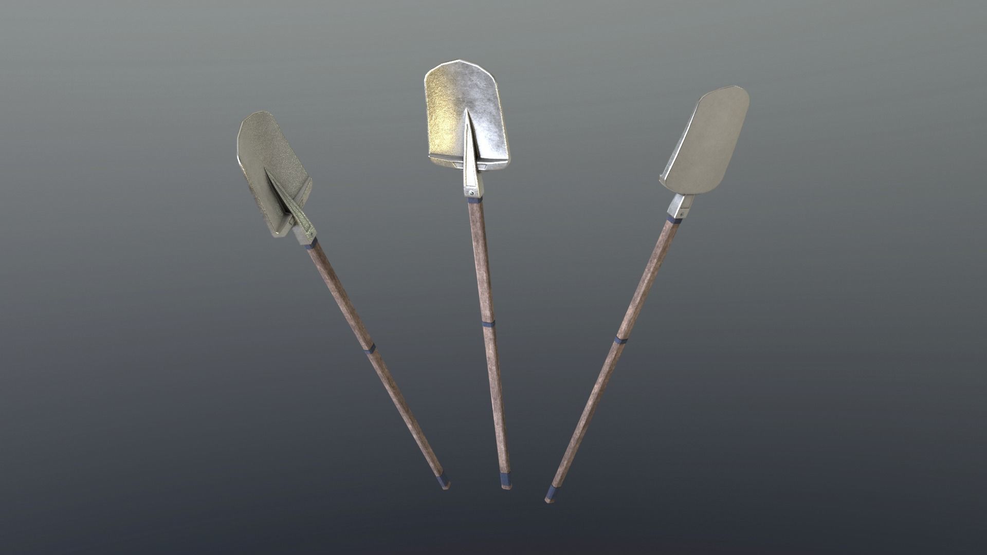 Shovel - Silver Low-poly 3D model_5
