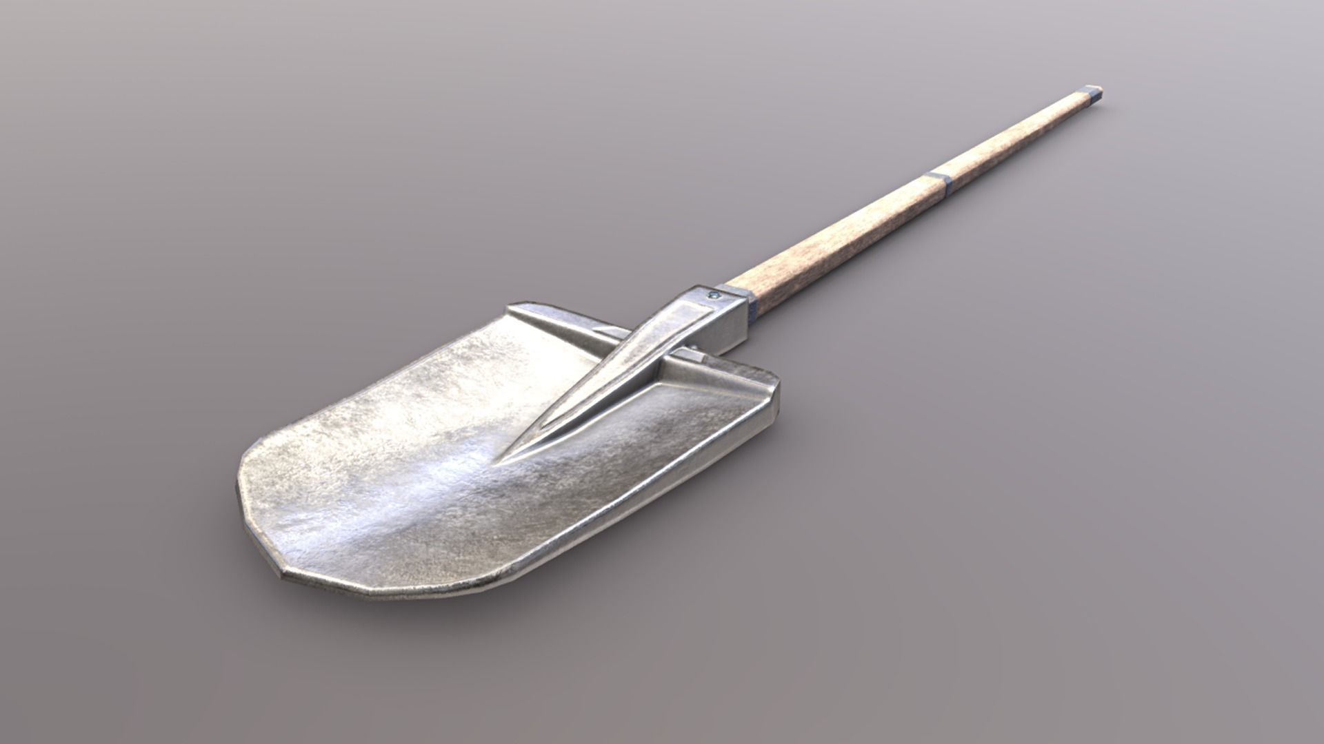 Shovel - Silver Low-poly 3D model_3