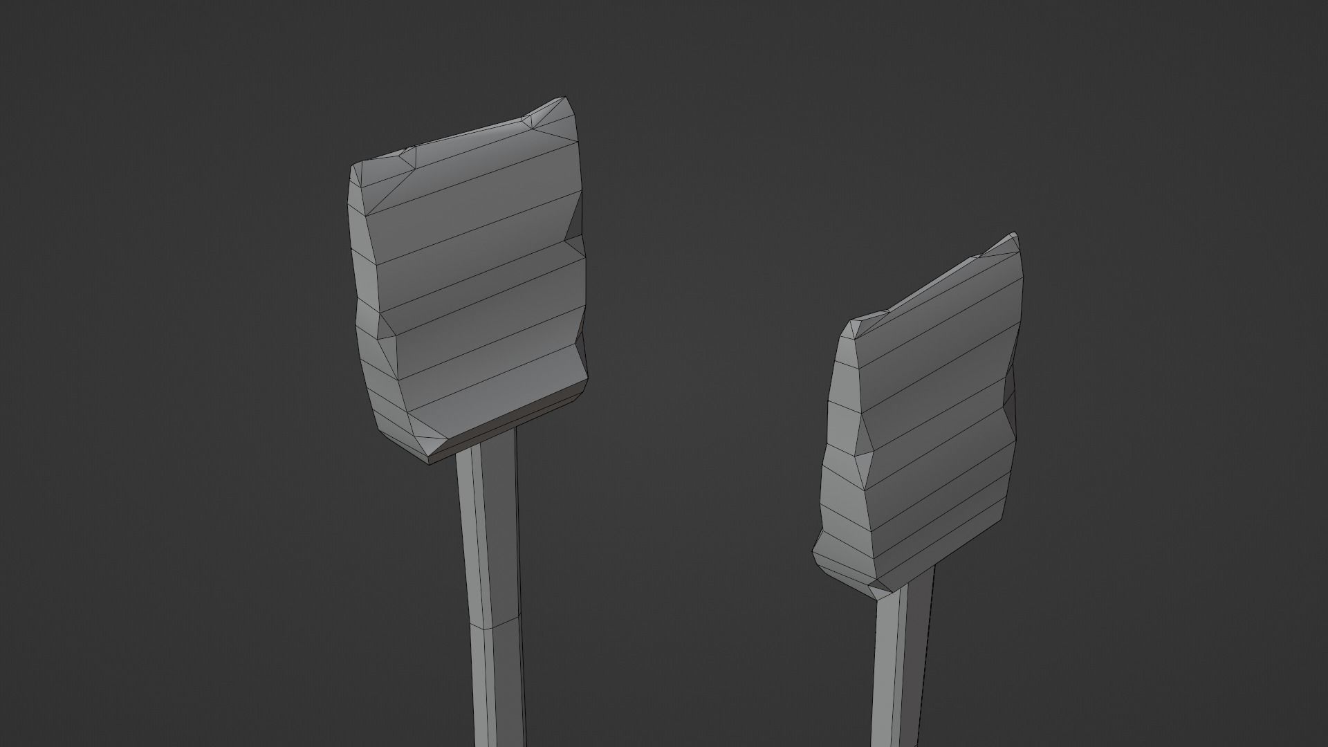 Shovel - Stone Low-poly 3D model_7