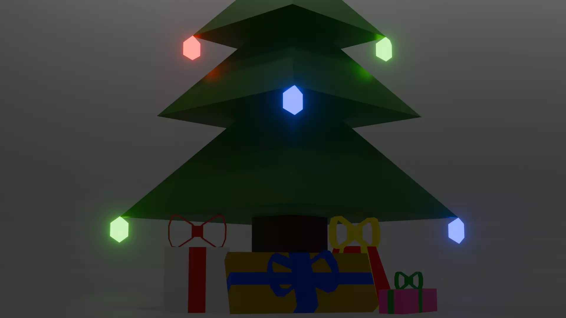 Christmas Tree with Lights and Gifts Low-poly 3D model_0