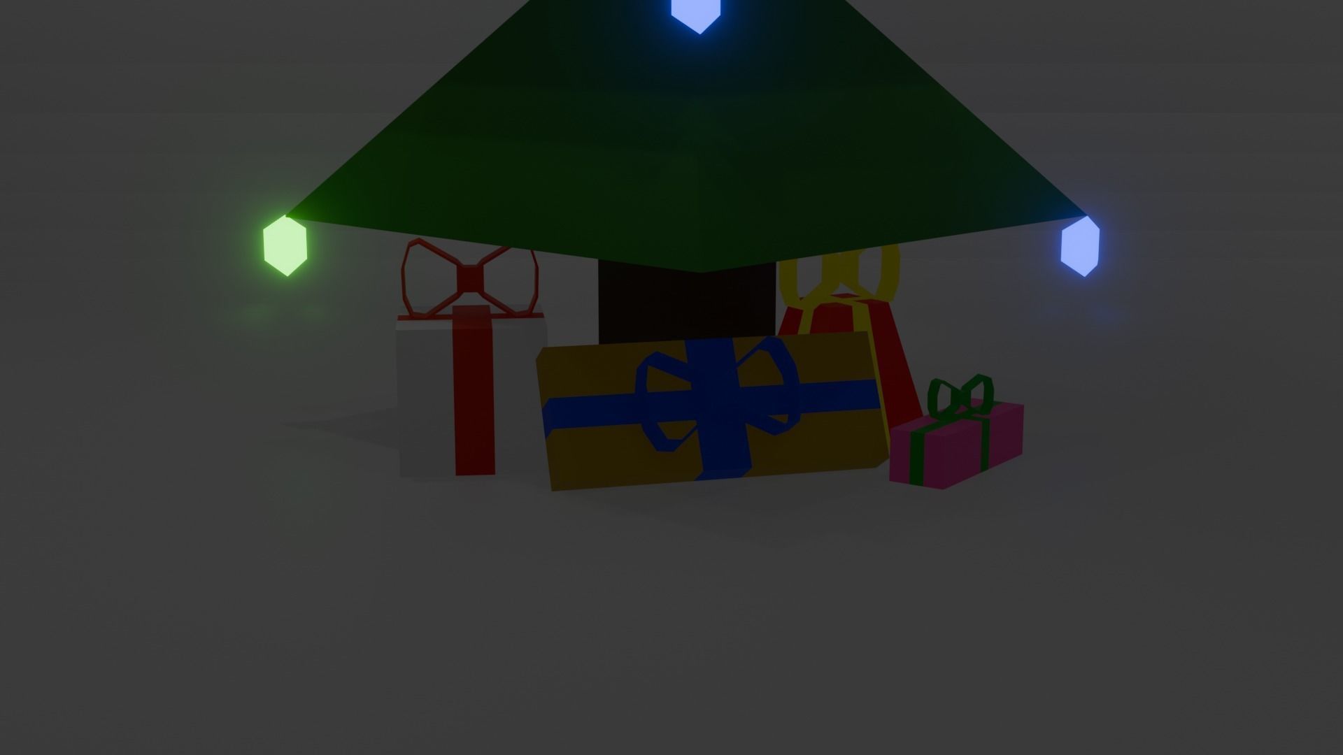 Christmas Tree with Lights and Gifts Low-poly 3D model_2