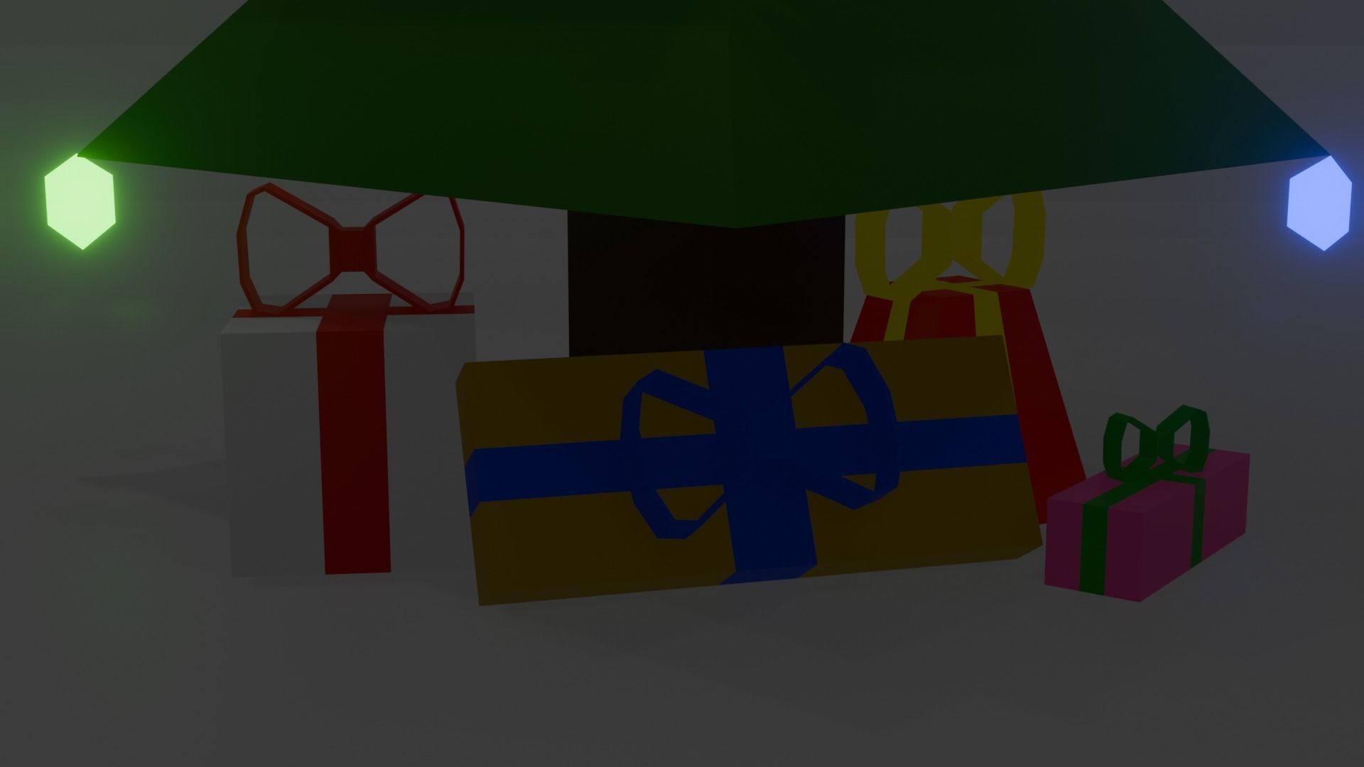 Christmas Tree with Lights and Gifts Low-poly 3D model_1