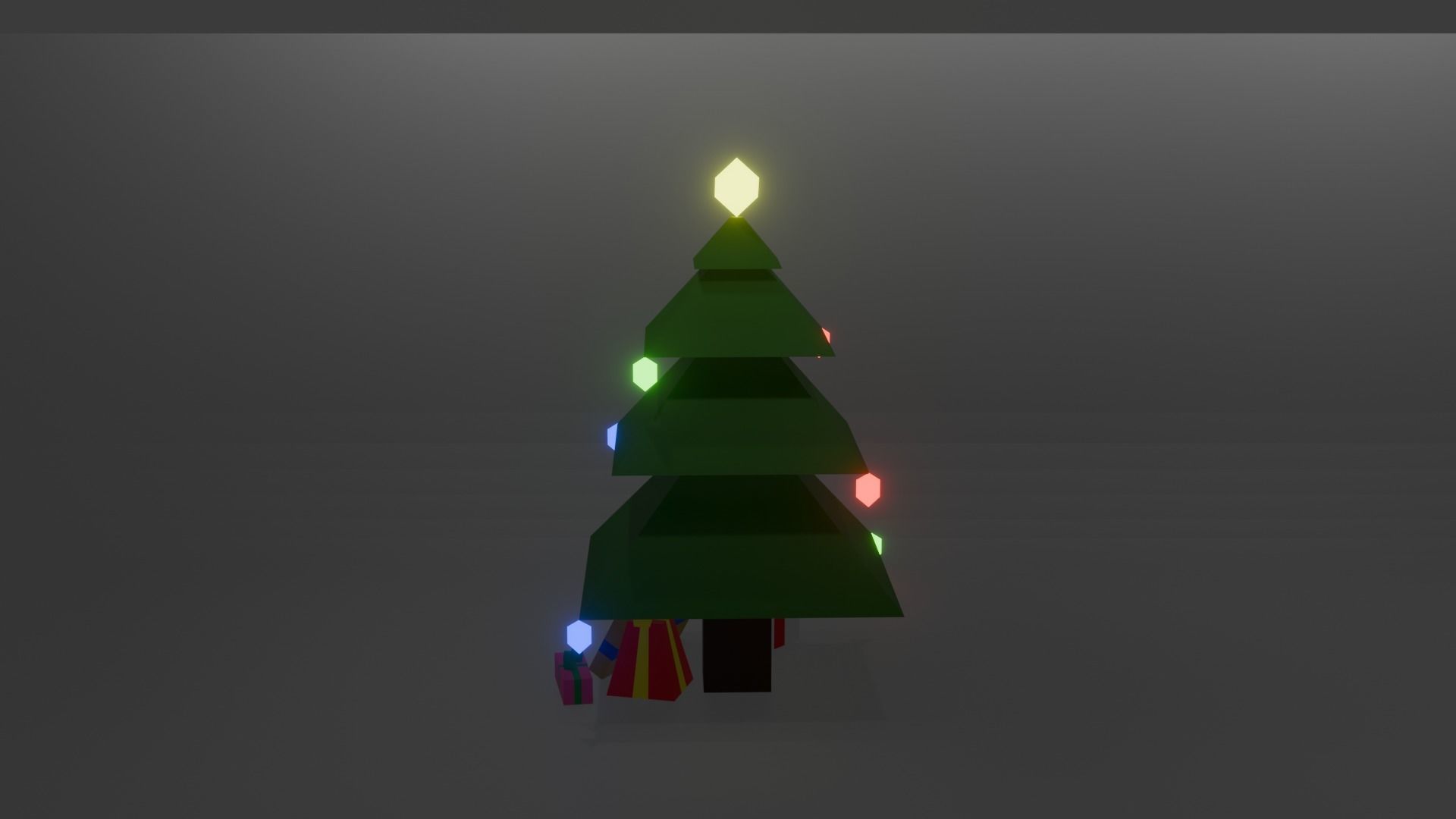 Christmas Tree with Lights and Gifts Low-poly 3D model_3