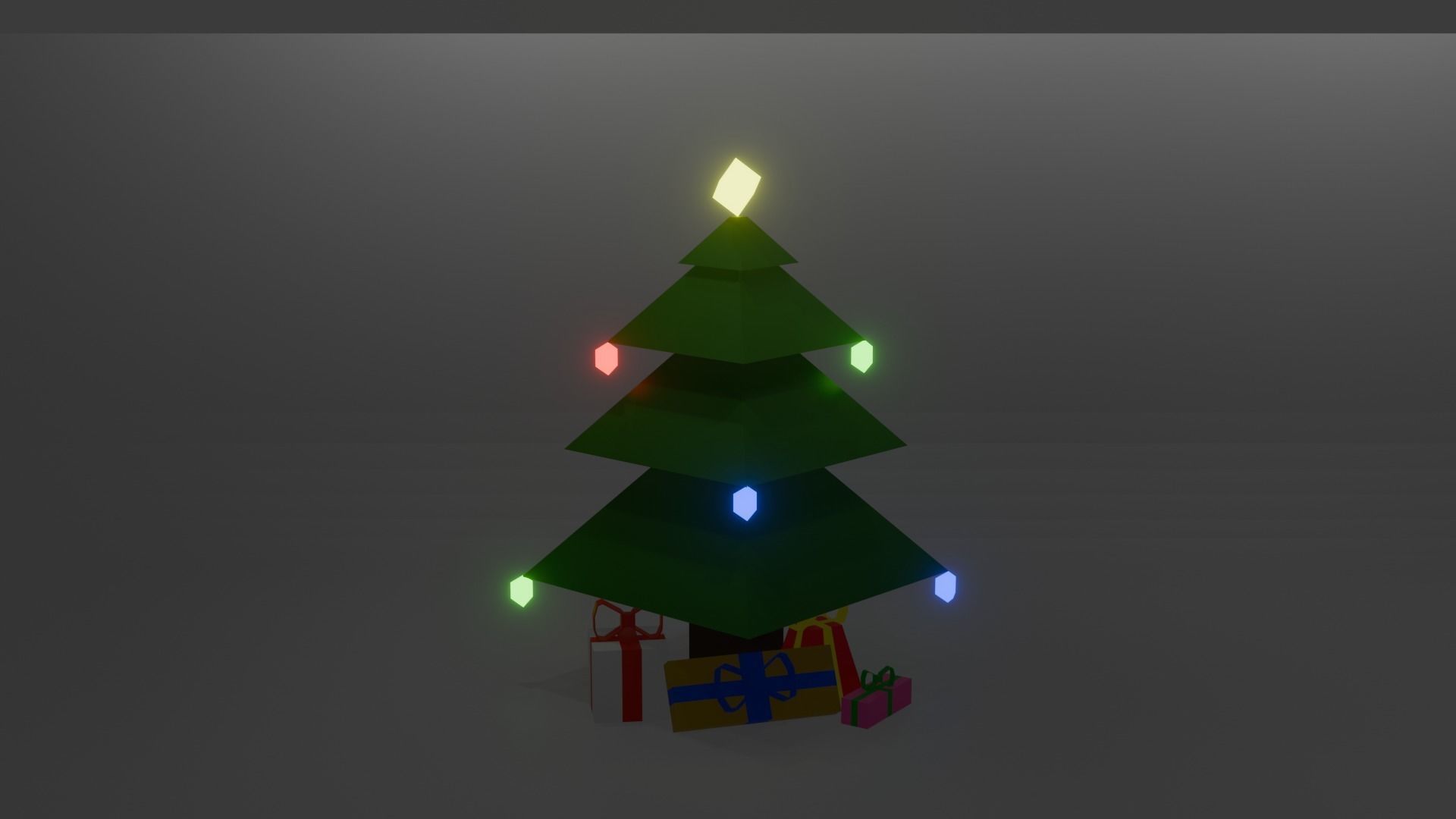 Christmas Tree with Lights and Gifts Low-poly 3D model_4