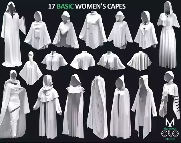 17 BASIC WOMENS CAPES 3D model