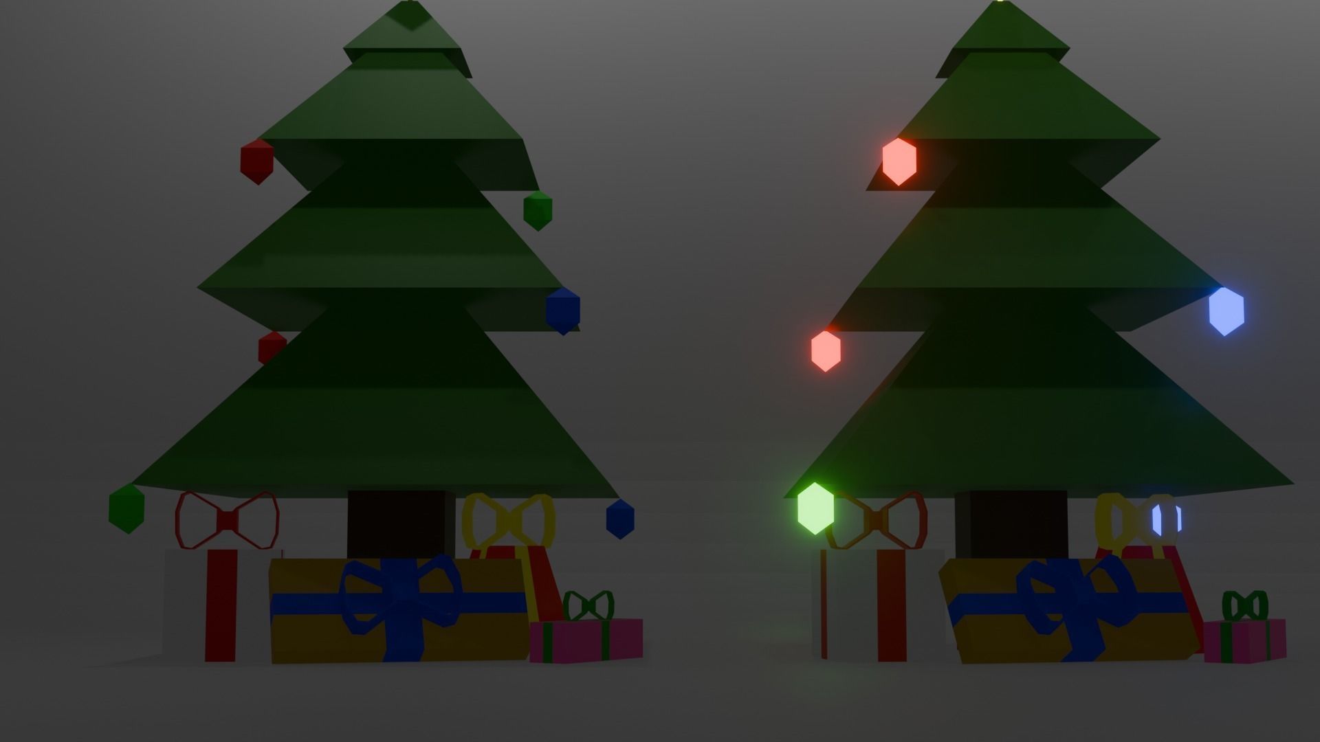 low poly Christmas Tree Set with Gifts Low-poly 3D model_2