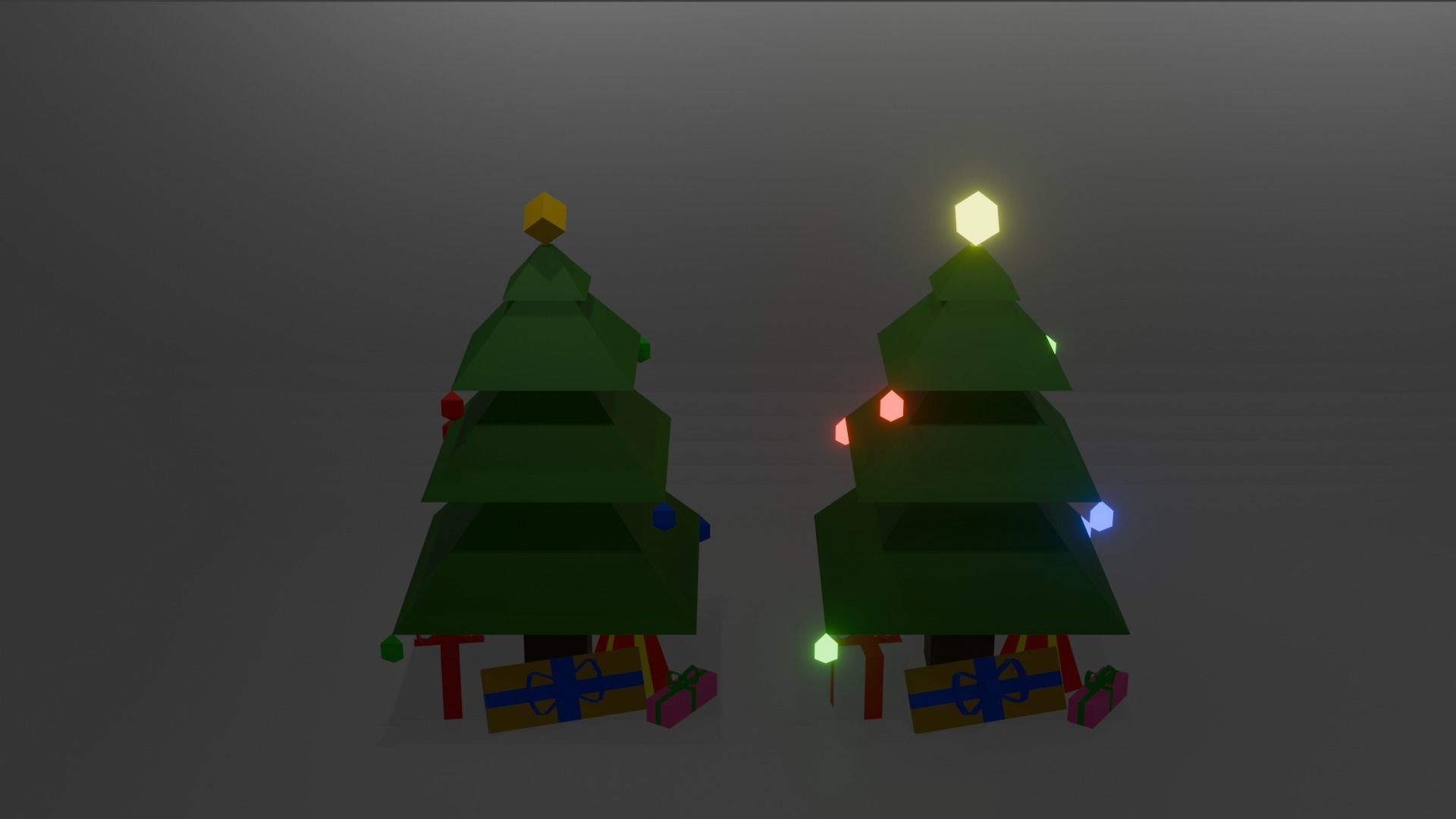 low poly Christmas Tree Set with Gifts Low-poly 3D model_1