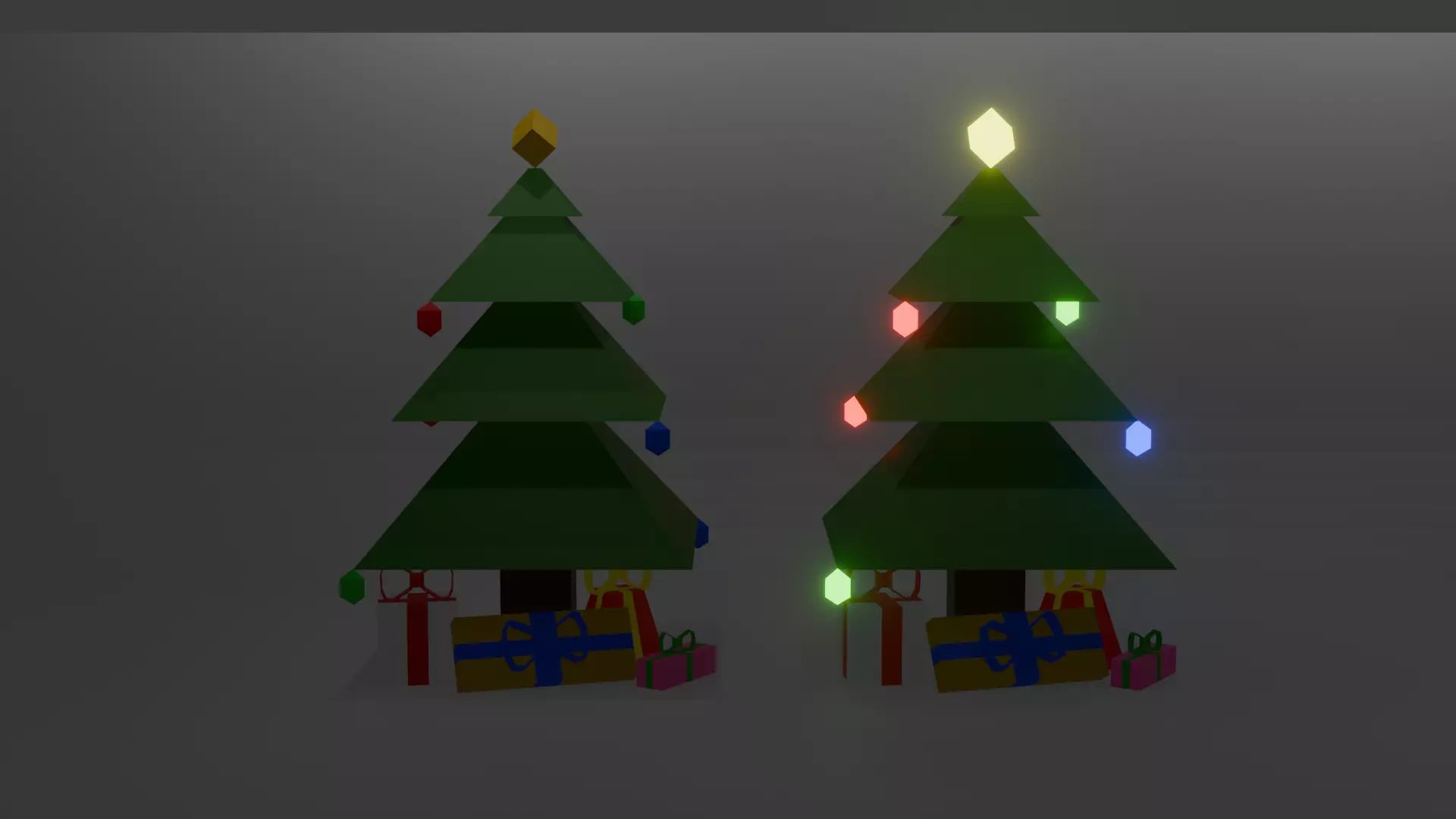 low poly Christmas Tree Set with Gifts Low-poly 3D model_0