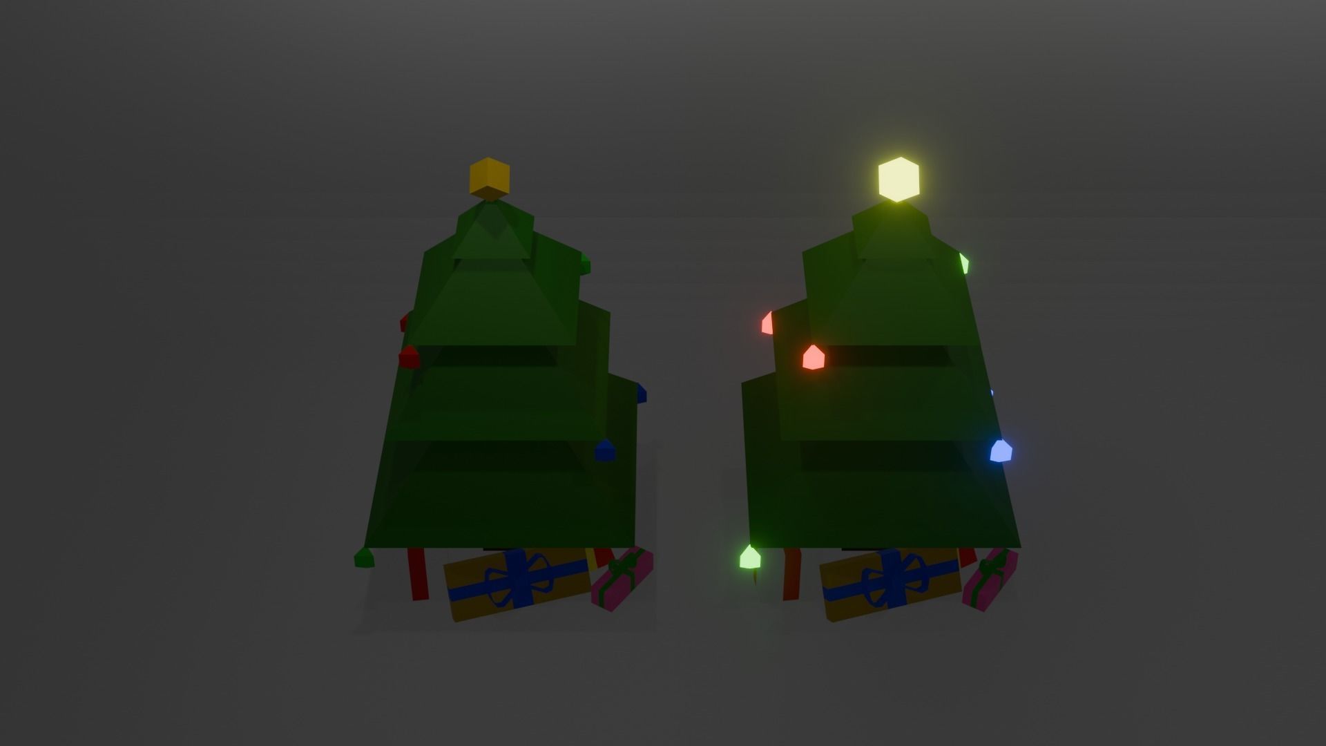 low poly Christmas Tree Set with Gifts Low-poly 3D model_3