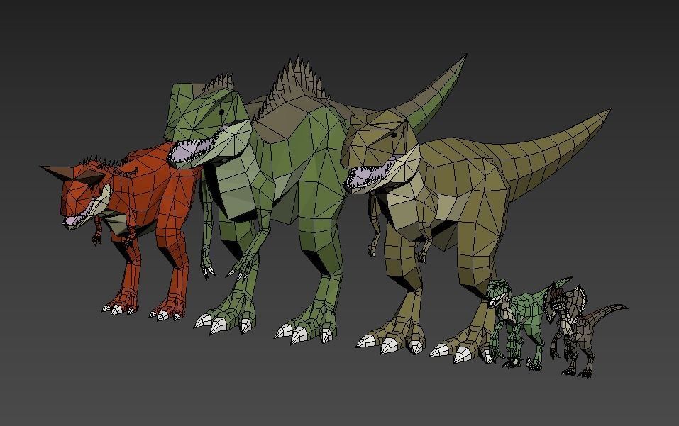 Dinosaurs Lowpoly - Carnivores Pack Low-poly 3D model_1