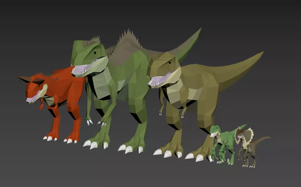 Dinosaurs Lowpoly - Carnivores Pack Low-poly 3D model_0