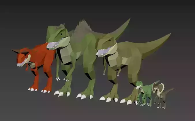 Dinosaurs Lowpoly - Carnivores Pack Low-poly 3D model