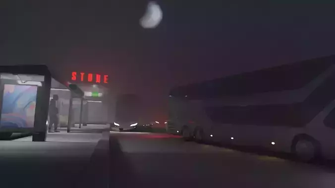 Bus station Low-poly 3D model