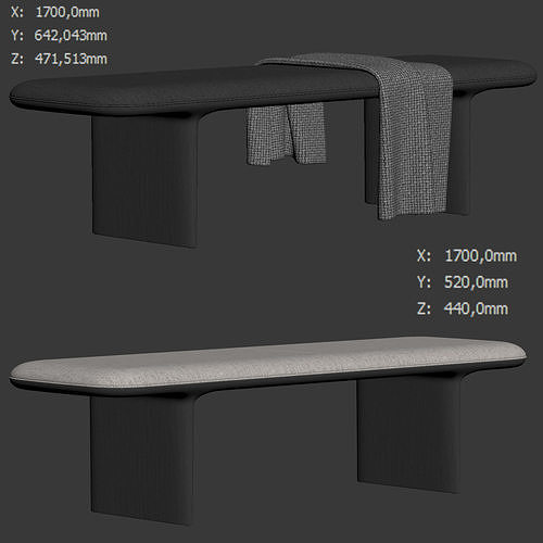 Catia Bench by Bernhardt Design 1 3D model 7