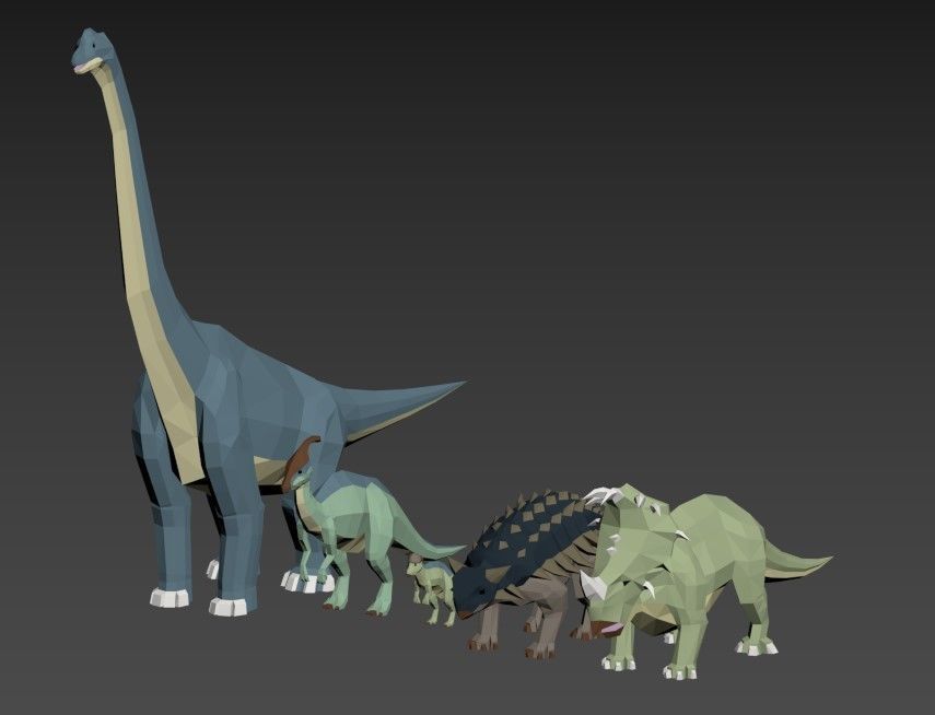 Dinosaurs Lowpoly - Herbivores Pack Low-poly 3D model_5