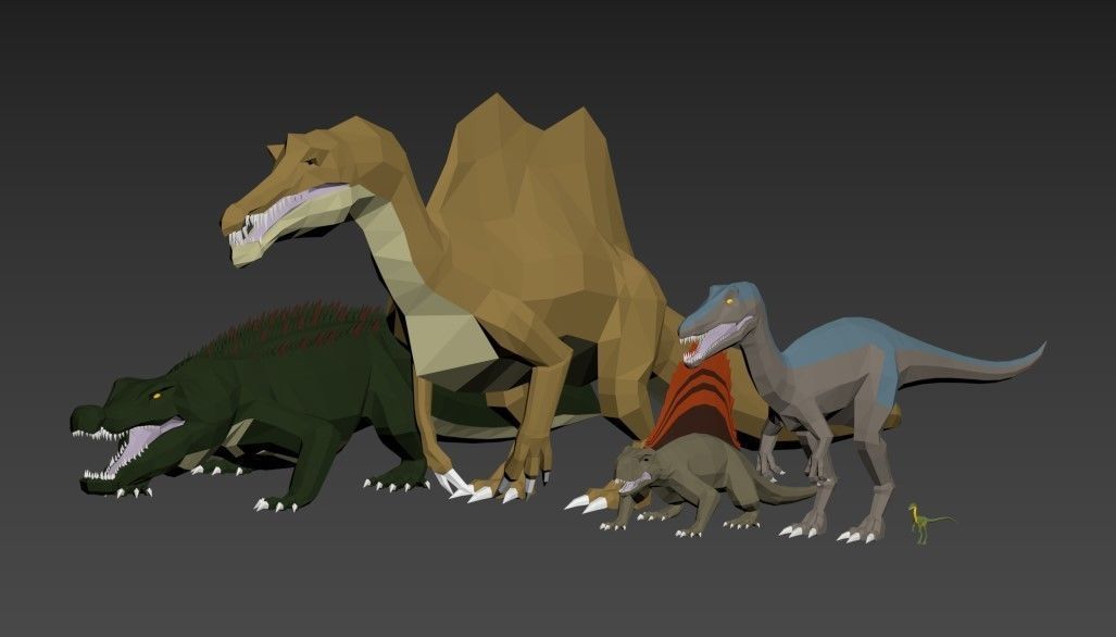 Dinosaurs Lowpoly - Swam Pack Low-poly 3D model_11
