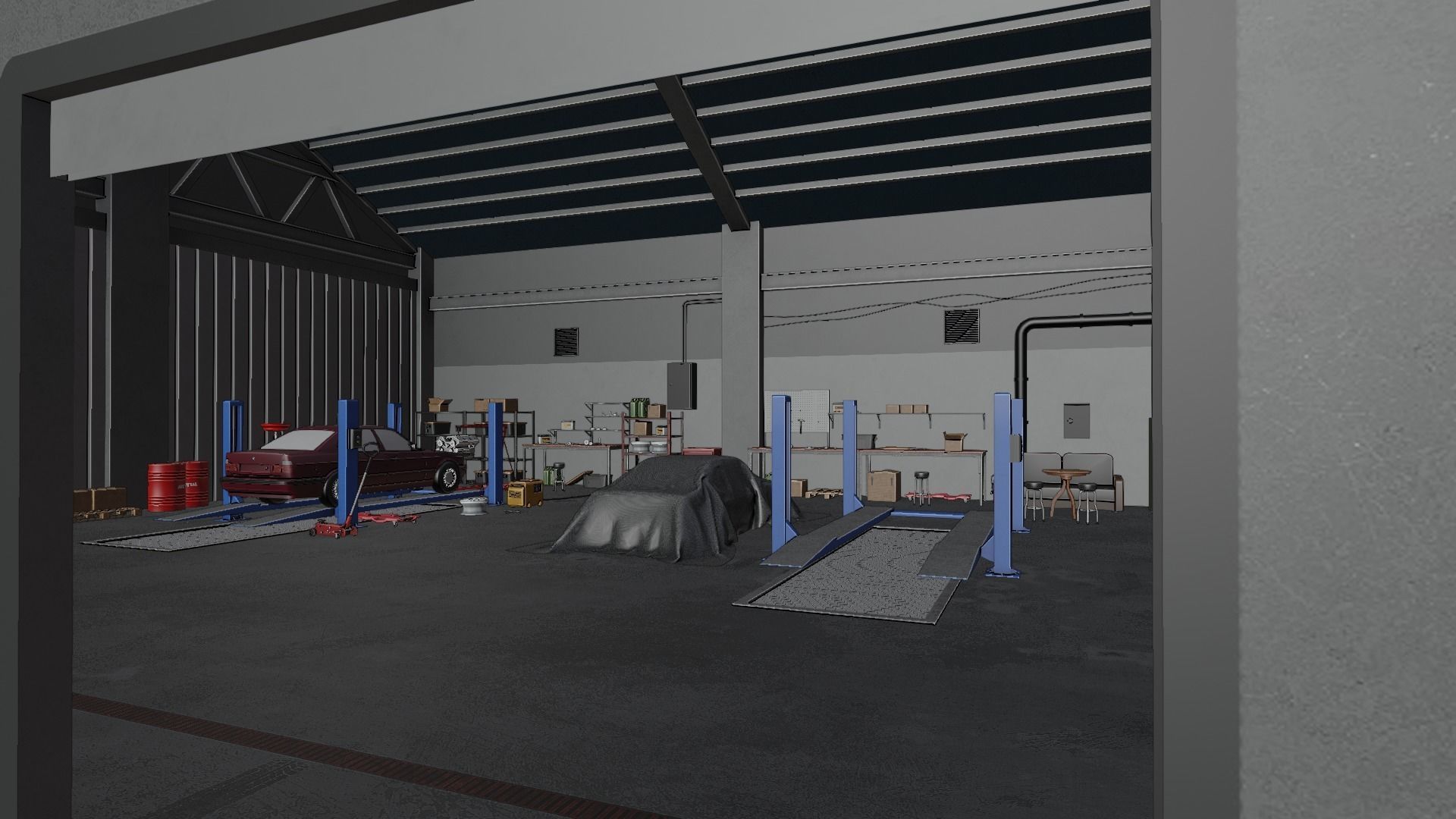 Auto Service Garage Assets Pack  Low-poly 3D model_42